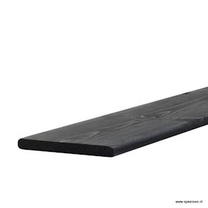 Plank Grenen geschaafd 14x1,5 cm geïmpregneerd en zwart gedompeld