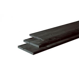 Plank Douglas fijnbezaagd 25x2,5 cm zwart gedompeld